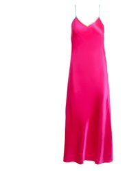 Lace-Trim Maxi Slip Dress - Acid Pink