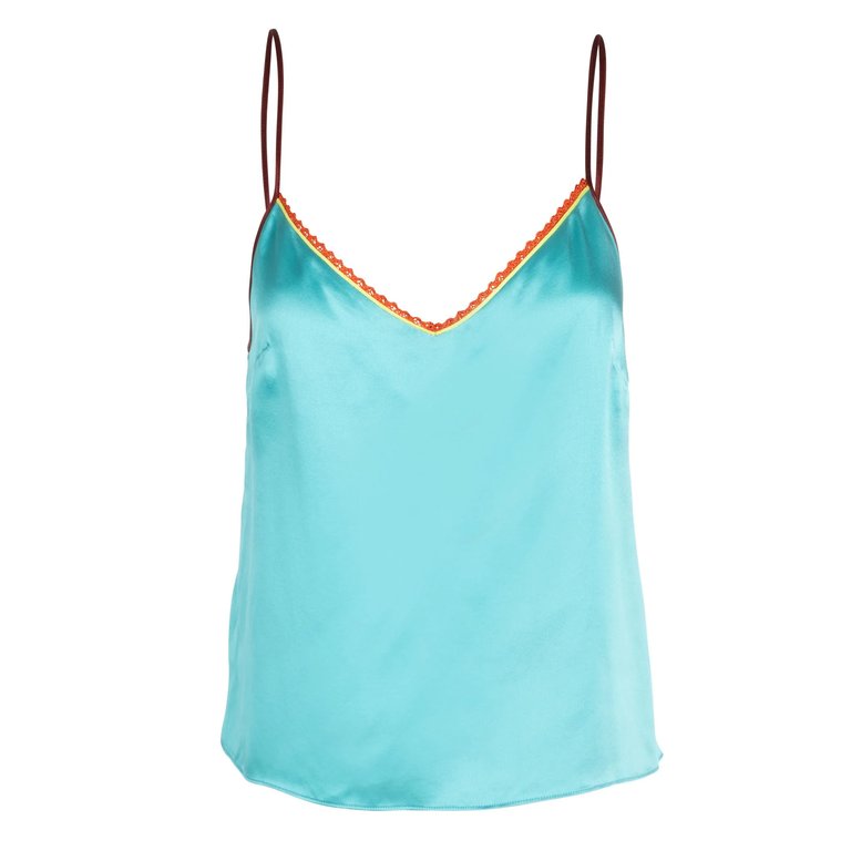 Neon Turquoise Lace-Trim Camisole - Neon Turquoise