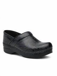 Professional Clog - Floral Tooled Black