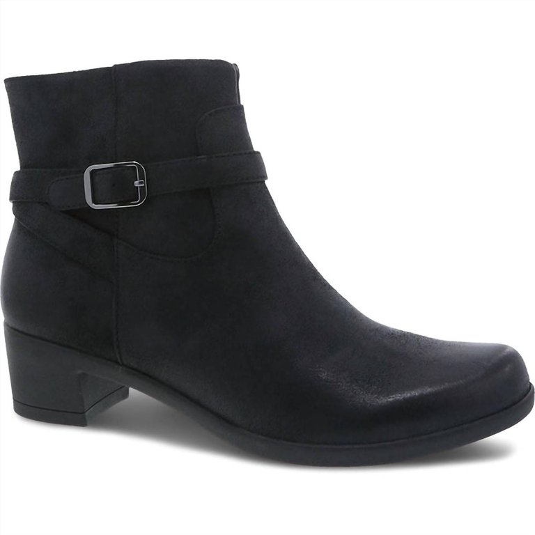 Women's Cagney Heeled Bootie - Medium Width In Black Burnished Suede - Black Burnished Suede