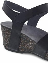 Women's Savannah Wedge Sandal - Black Waxy Burnished