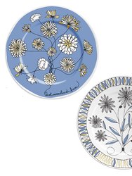 Bouquet Blue Dessert Plates Set of 2