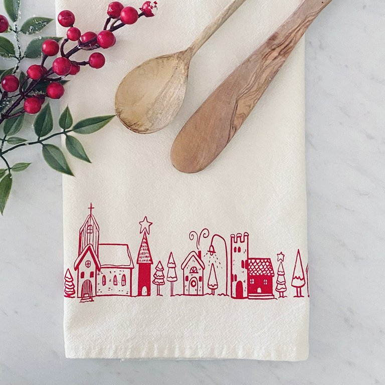 Christmas Village Tea Towel