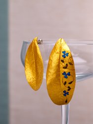 Magnolias Of Istanbul Earrings Illuminations Edition - Golden & Blue Flowers
