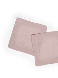 Organic Linen Cocktail Napkin Set Of 2 - Pink