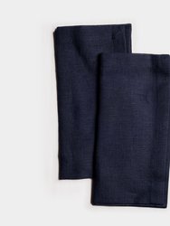 Organic Linen Napkin Set Of 2 - Navy Blue