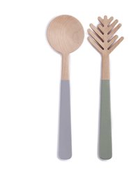 Pine Needle Salad Servers - Grey/Green