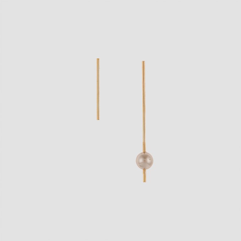 Sand Asymmetric Pearl Earrings - Gold