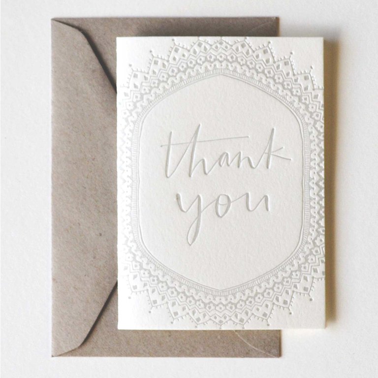 Thank You Greeting Card - White