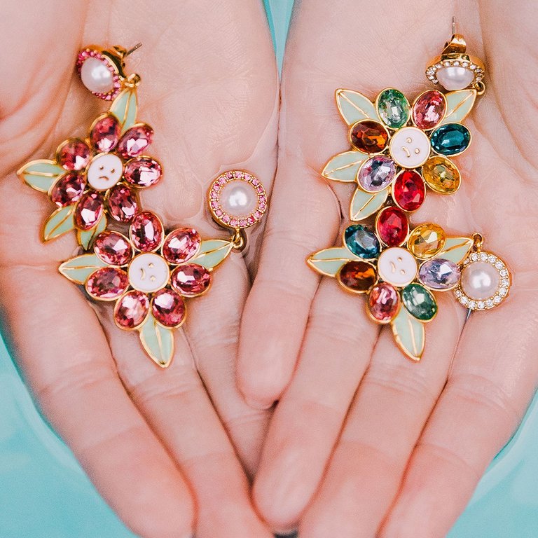 It's Okay Not To Be Okay Crystal Flower Earrings