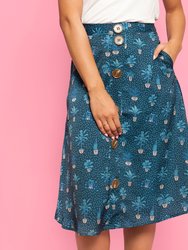 Self Care Plants Printed Button Skirt