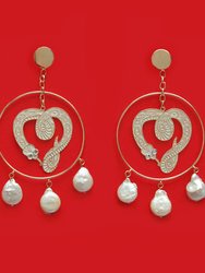 Snake Heart Earrings - Ivory
