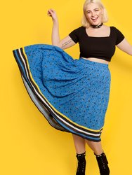 You Be You Printed Pleated Skirt - Blue