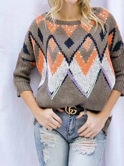 DAVI & DANI Aztec Sequin Sweater product