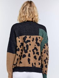 Color Block Leopard Sweater