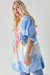 Tie Dye V Neck Button Down Cover Up Top Plus