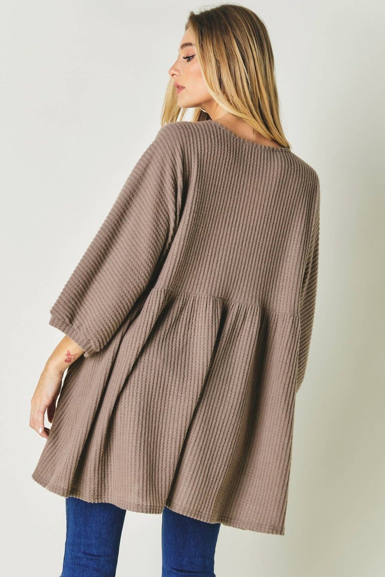 Button Down Loose Top In Mocha