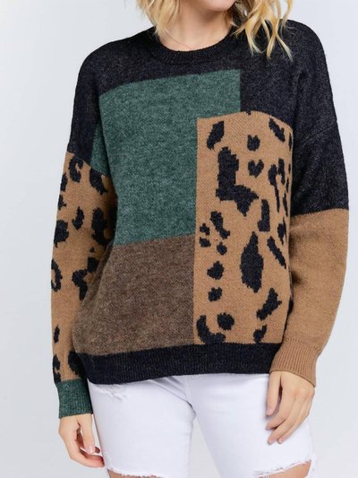 DAVI & DANI Color Block Leopard Sweater product