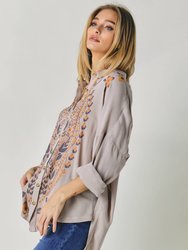 Floral Printed Button Down Long Sleeve Tunic