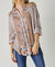 Floral Printed Button Down Long Sleeve Tunic - Taupe