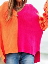 Oversized Neon Sweater In Neon Orange Multi