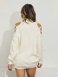 Solid Turtle Neck Cutout Long Sleeve Sweater