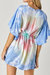 Tie Dye V Neck Button Down Cover Up Top