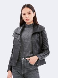 Angular Leather Jacket - Black