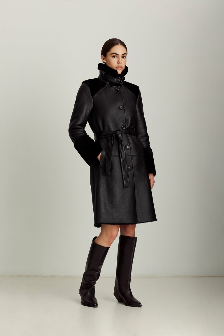 Astrid Trench Coat - Leather - Black