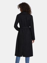 Celine Double-Face Wrap Coat with Printed Houndstooth Interior