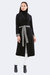 Celine Double-Face Wrap Coat with Printed Houndstooth Interior - Black/Houndstooth