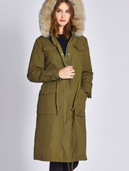 Cleo Triple-Washed Cotton Cargo Anorak - Olive