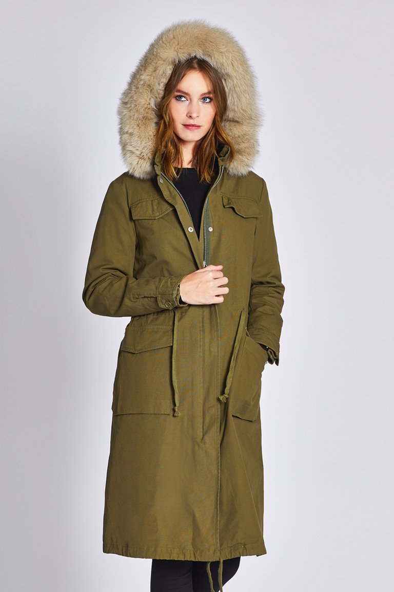 Cleo Triple-Washed Cotton Cargo Anorak - Olive