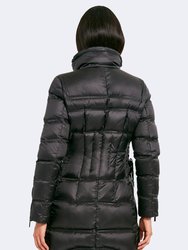 Cloe Fitted Puffer Coat with Fox Fur Collar