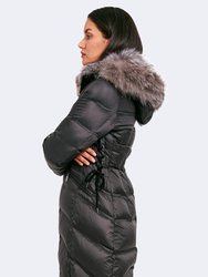 Cloe Fitted Puffer Coat with Fox Fur Collar