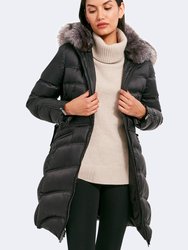 Cloe Fitted Puffer Coat with Fox Fur Collar