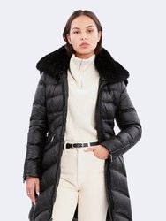 Cloe Puffer Coat - Shearling - Black