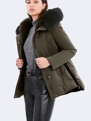 Luka Fitted Parka with Velvet & Fur Trim