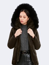 Luka Fitted Parka with Velvet & Fur Trim