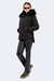 Luka Fitted Parka with Velvet & Fur Trim - Black