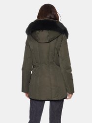 Luka Fitted Parka with Velvet & Fur Trim