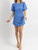 Azure Puff Sleeve Poplin Mini Dress - Blue