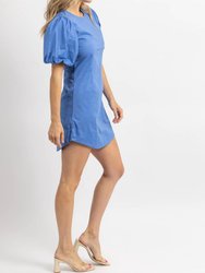 Azure Puff Sleeve Poplin Mini Dress
