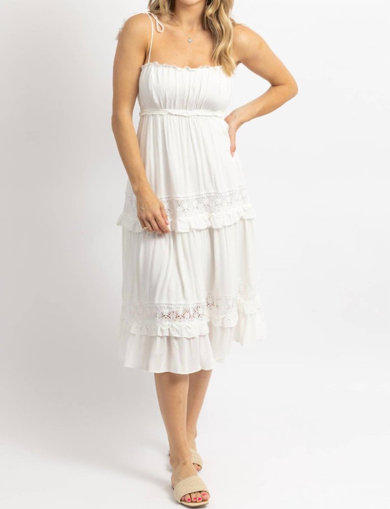 Boho Tassel Tie Midi Dress - White