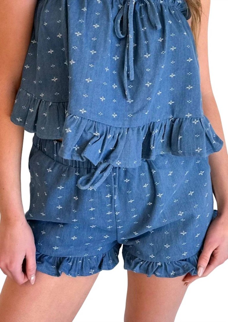 Daisy Ruffle Shorts In Denim