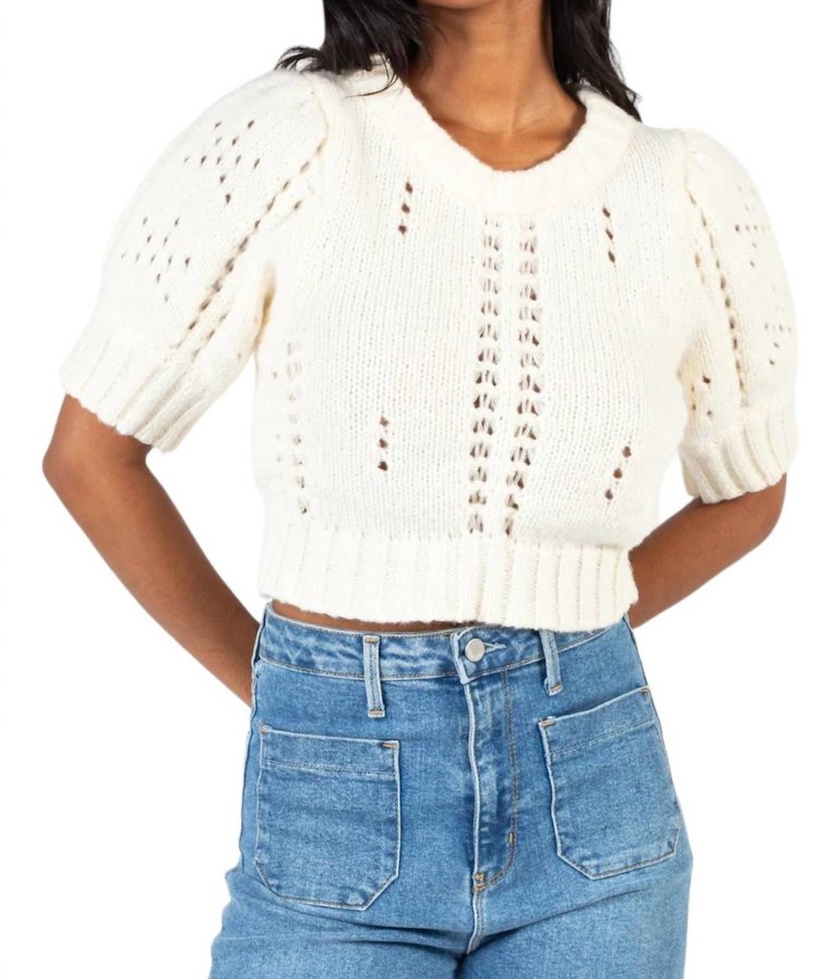 Pointelle Sweater In Ivory - Ivory