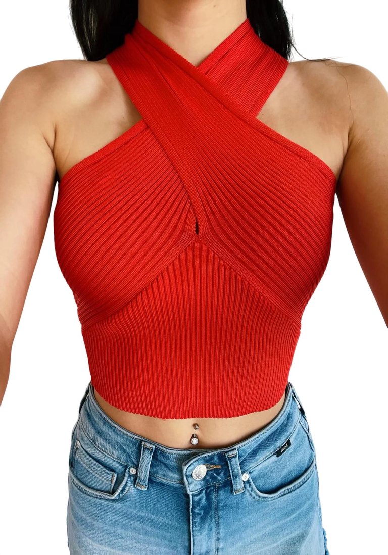 Strawberry Fields Knit Top In Red - Red