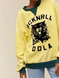 Rock And Roll Tiger Crew Top In Yellow - Yellow