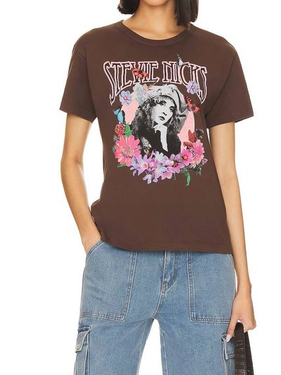 Daydreamer Stevie Nicks Flower Collage Ringer Tee In Coffee Quartz product