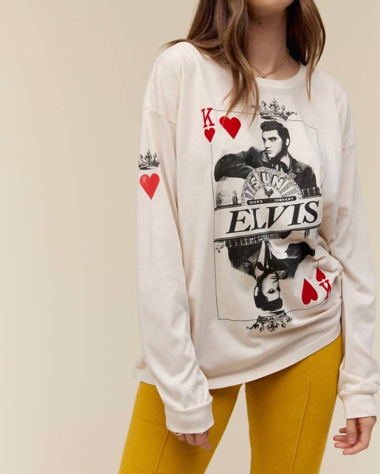 Sun Records X Elvis King Of Hearts Long Sleeve Merch In Dirty White